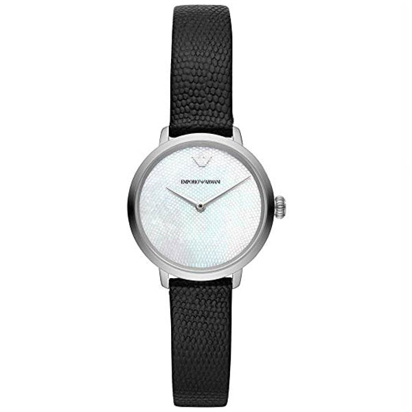 Emporio Armani Modern White Dial Black Leather Strap Watch For Women - AR11159 - Image 3